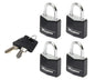 Master Lock Aluminium Black Vinyl Cover 20mm Padlock 3-Pin - Keyed Alike x 4 – – Now available at MTN Shop UK.