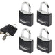 Master Lock  Aluminium Black Vinyl Cover 20mm Padlock 3-Pin - Keyed Alike x 4
