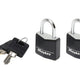 Master Lock  Aluminium Black Vinyl Cover 20mm Padlock 3-Pin - Keyed Alike x 2