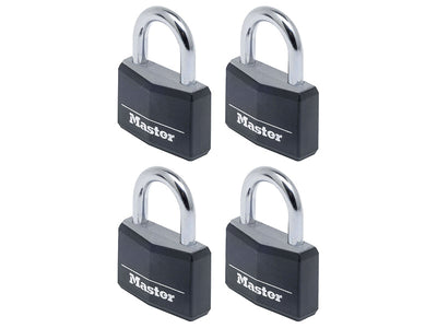 Master Lock Aluminium Black Vinyl Cover 40mm Padlock 4-Pin - Keyed Alike x 4 – – Now available at MTN Shop UK.