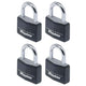 Master Lock  Aluminium Black Vinyl Cover 40mm Padlock 4-Pin - Keyed Alike x 4