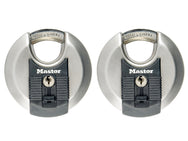Master Lock Excell™ Stainless Steel Discus 70mm Padlock Keyed Alike x 2 – – Now available at MTN Shop UK.