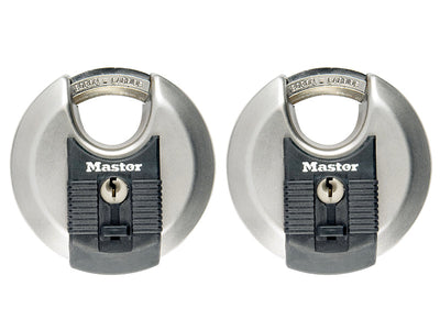 Master Lock Excell™ Stainless Steel Discus 70mm Padlock Keyed Alike x 2 – – Now available at MTN Shop UK.