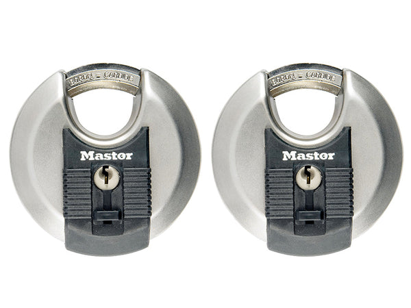Master Lock Excell™ Stainless Steel Discus 70mm Padlock Keyed Alike x 2 – – Now available at MTN Shop UK.