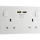 Masterplug Switched Socket 2-Gang 13A with 2 x USB Ports