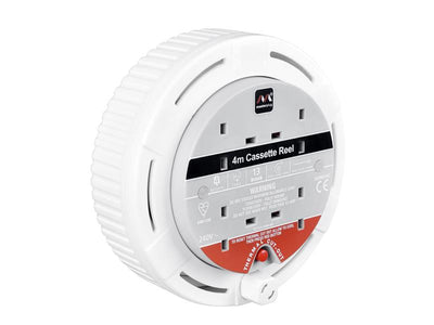 Masterplug Cassette Cable Reel 240V 13A 4-Socket Thermal Cut-Out White 4m – – Now available at MTN Shop UK.