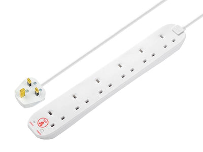 Masterplug Extension Lead 240V 6-Gang 13A White Surge Protected 2m – – Now available at MTN Shop UK.