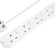 Masterplug Extension Lead 240V 4-Gang 13A White Switched 2m