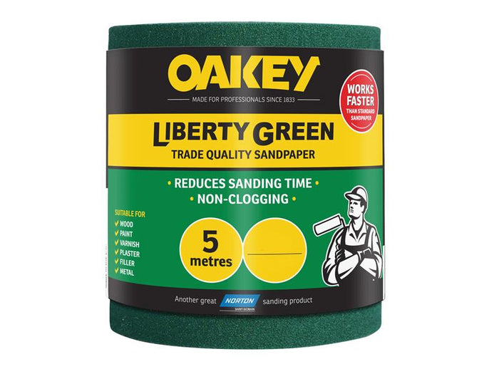 Oakey  Liberty Green Sanding Roll 115mm x 5m Extra Coarse 40G