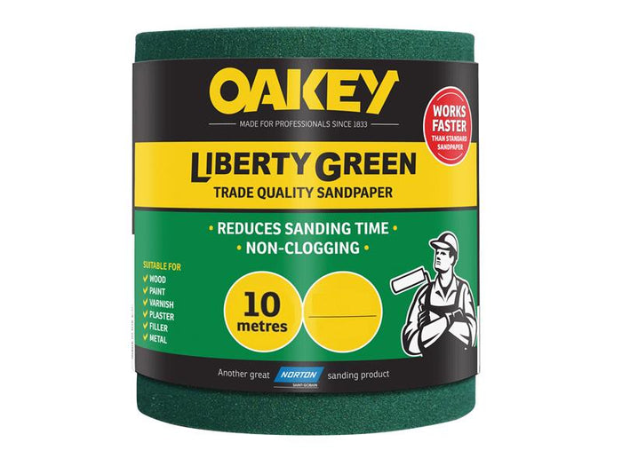 Oakey  Liberty Green Sanding Roll 115mm x 10m Medium 80G