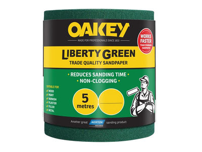 Oakey Liberty Green Sanding Roll 115mm x 5m Medium 80G – – Now available at MTN Shop UK.