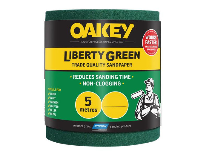 Oakey  Liberty Green Sanding Roll 115mm x 5m Medium 80G