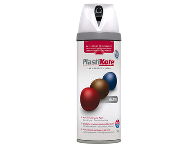 PlastiKote Twist & Spray Satin White 400ml – – Now available at MTN Shop UK.