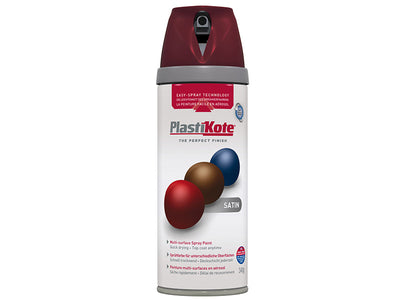 PlastiKote Twist & Spray Satin Wine Red 400ml – – Now available at MTN Shop UK.