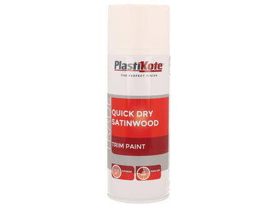 PlastiKote Trade Quick Dry Trim Spray Satinwood White 400ml – – Now available at MTN Shop UK.