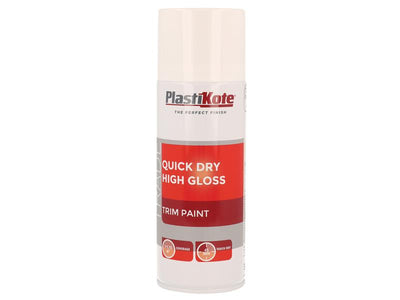 PlastiKote Trade Quick Dry Trim Spray Paint High Gloss White 400ml – – Now available at MTN Shop UK.