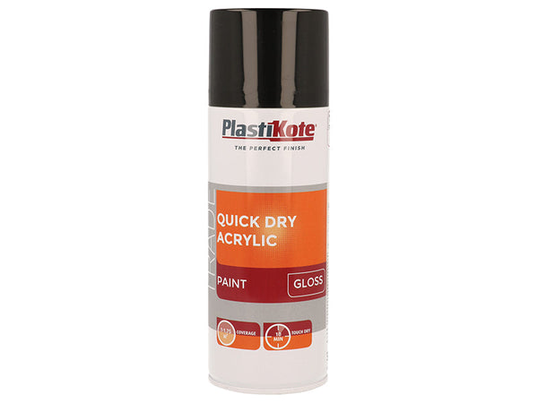 PlastiKote Trade Quick Dry Acrylic Spray Paint Gloss Black 400ml – – Now available at MTN Shop UK.