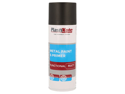 PlastiKote Trade Metal Spray Paint & Primer Matt Black 400ml – – Now available at MTN Shop UK.
