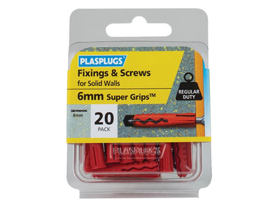 Plasplugs Solid Wall Super Grips™ Fixings Red & Screws Pack of 20 – – Now available at MTN Shop UK.