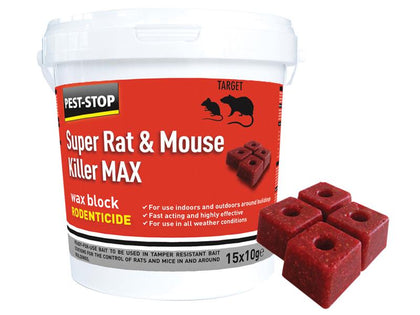 Pest-Stop (Pelsis Group) Super Rat & Mouse Killer MAX Wax Blocks – – Now available at MTN Shop UK.