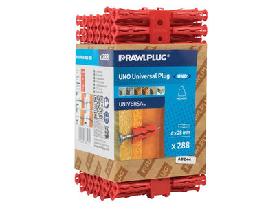 Rawlplug Red UNO® Plugs 6 x 28mm (Pack 288) – – Now available at MTN Shop UK.