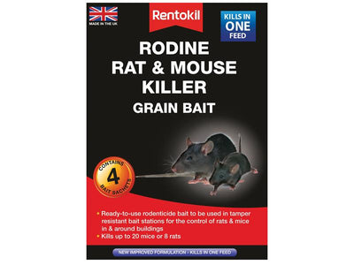 Rentokil Rodine Rat & Mouse Killer Grain Bait (Sachets 4) – – Now available at MTN Shop UK.