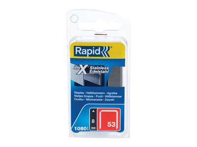 Rapid 53/8B 8mm Stainless Steel Fine Wire Staples (Box 1080) – – Now available at MTN Shop UK.