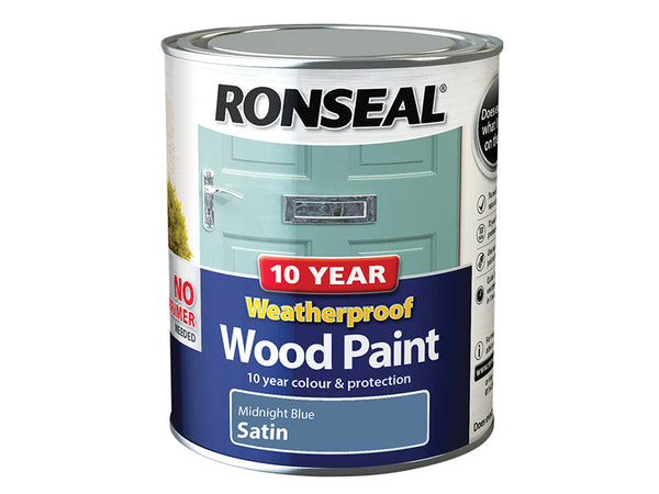 Ronseal 10 Year Weatherproof Wood Paint Midnight Blue Satin 750ml – – Now available at MTN Shop UK.