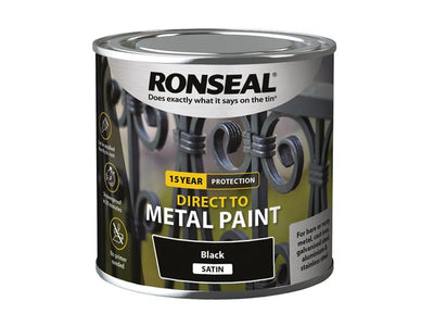 Ronseal Direct to Metal Paint Black Satin 250ml – – Now available at MTN Shop UK.