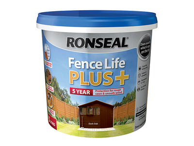 Ronseal Fence Life Plus+ Dark Oak 5 litre – – Now available at MTN Shop UK.