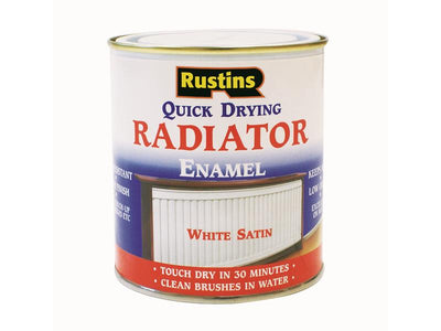 Rustins Quick Dry Radiator Enamel Paint Satin White 500ml – – Now available at MTN Shop UK.