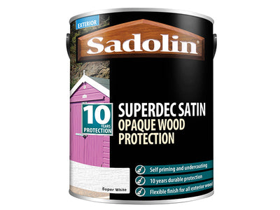 Sadolin Superdec Opaque Wood Protection Super White Satin 5 litre – – Now available at MTN Shop UK.
