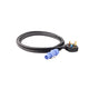 Stage Cable 13A Plug to Powercon Socket Black PVC 1.5mm - 2m