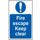 Scan Fire Escape Keep Clear - PVC 200 x 300mm