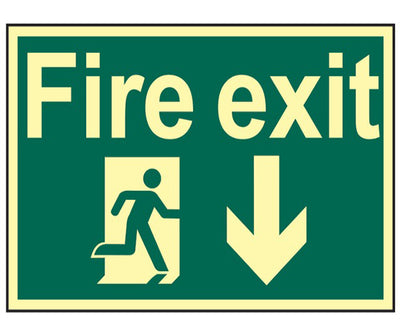 Fire Exit Running Man Arrow Down