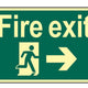 Scan Fire Exit Running Man Arrow Right - Photoluminescent 300 x 200mm