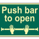 Scan Push Bar To Open - Photoluminescent 300 x 200mm