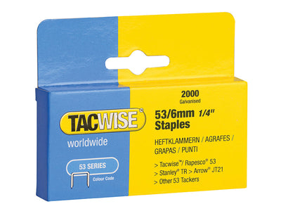 Tacwise 53 Light-Duty Staples 6mm (Type JT21 A) (Pack 2000) – – Now available at MTN Shop UK.