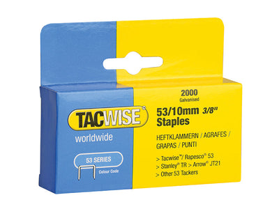 Tacwise 53 Light-Duty Staples 10mm (Type JT21 A) (Pack 2000) – – Now available at MTN Shop UK.
