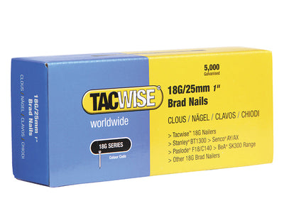 Tacwise 18 Gauge 25mm Brad Nails (Pack 5000) – – Now available at MTN Shop UK.