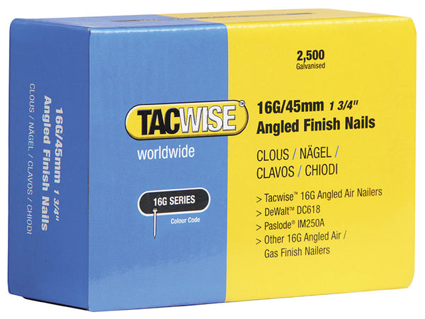 Tacwise 16G Angled Finish Nails 32mm for DC618K (Pack 2500) – – Now available at MTN Shop UK.