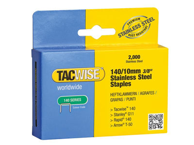 Tacwise 140 Stainless Steel Staples 10mm (Pack 2000) – – Now available at MTN Shop UK.
