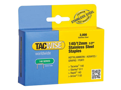 Tacwise 140 Stainless Steel Staples 12mm (Pack 2000) – – Now available at MTN Shop UK.