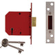 UNION  2101 5 Lever Mortice Deadlock Satin Chrome Finish 77.5mm 3in Visi