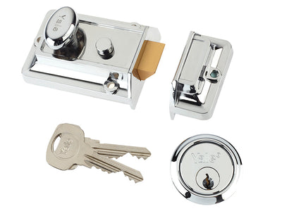 Yale Locks P77 Traditional Nightlatch 60mm Backset Chrome Finish Box – – Now available at MTN Shop UK.