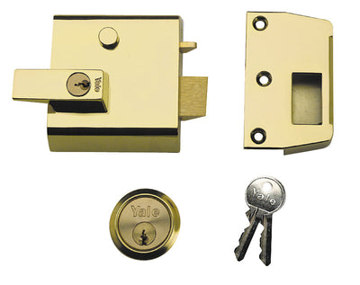 Yale Locks P1 Double Security Nightlatch 60mm Backset Brasslux Finish Visi – – Now available at MTN Shop UK.