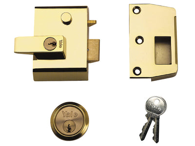 Yale Locks P2 Double Security Nightlatch 40mm Backset Brasslux Finish Visi – – Now available at MTN Shop UK.