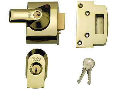 Yale Locks BS2 Nightlatch British Standard Lock 40mm Backset Brasslux Finish Visi – – Now available at MTN Shop UK.