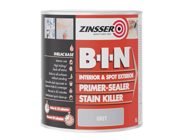 Zinsser B.I.N® Primer, Sealer & Stain Killer Paint Grey 1 litre – – Now available at MTN Shop UK.
