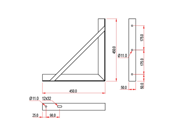 Doughty Angle Iron Bracket Dimension